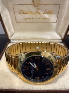 Joan Rivers Gold-Tone Watch with Black Dial